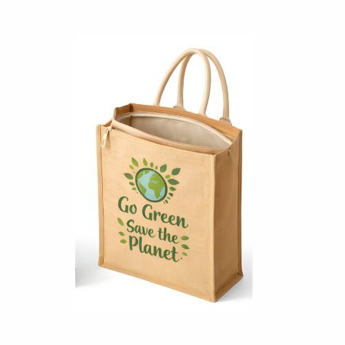 Zippered Jute Shopping Bags wholeasle