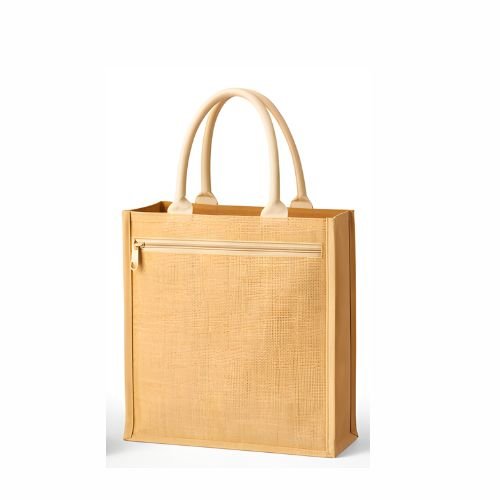 Zippered Jute Shopping Bags Wholesale