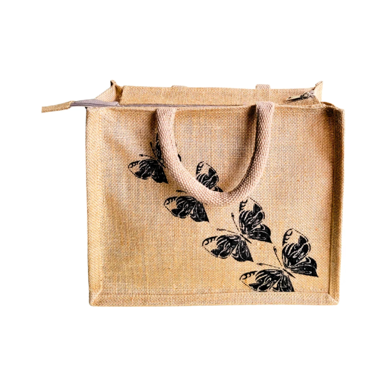 Ecofriendly Jute Bags Butterfly Printed
