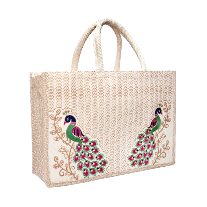 Peacock Jute Hamper Bags Wholesale